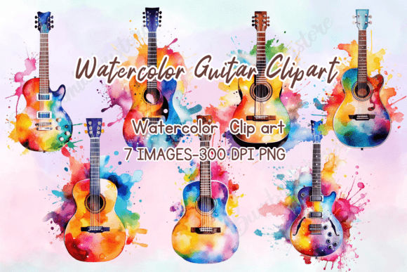 Download Watercolor Guitar Clipart - Watercolor Collection
