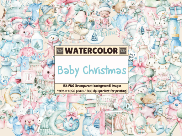 Download Baby Christmas Watercolor Clipart - Watercolor Collection