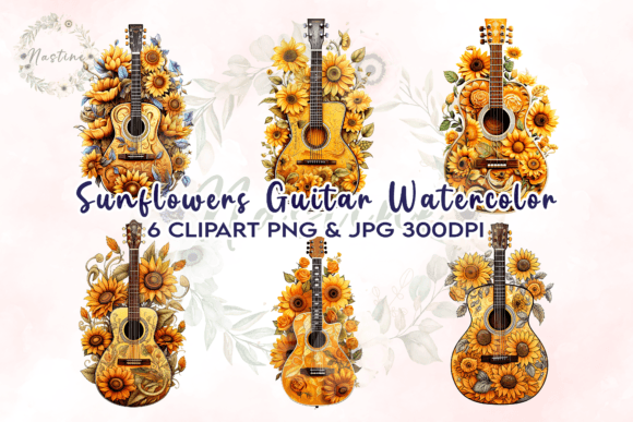 Download Sunflowers Guitar Watercolor Clipart - Watercolor Collection