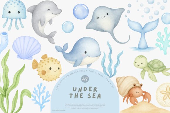 Download Watercolor Under the Sea Clipart Set - Watercolor Collection