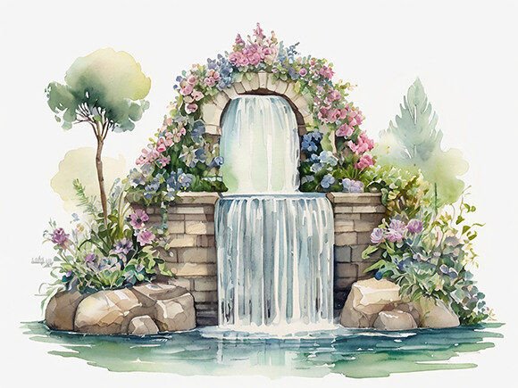 Download Watercolor Painting of a Flower Garden - Watercolor Collection
