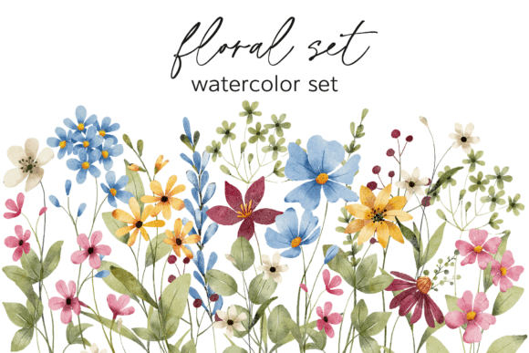 Download Floral Watercolor Set, Flowers, Leaves. - Watercolor Collection