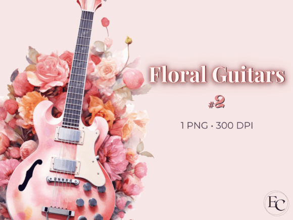 Download Pink Floral Guitar Watercolor Clipart - Watercolor Collection