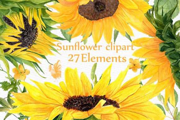 Download Sunflower Watercolor Clipart SUNFLOWER CLIP ART Wedding Clipart Floral Clipart Separate Flowers Diy Wedding - Watercolor Collection