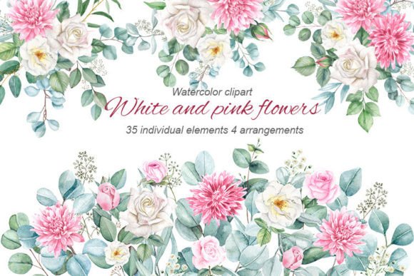 Download Pink and White Watercolor Flowers, PNG - Watercolor Collection