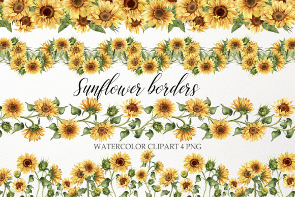 Download Sunflower Border Clipart. Watercolor PNG - Watercolor Collection