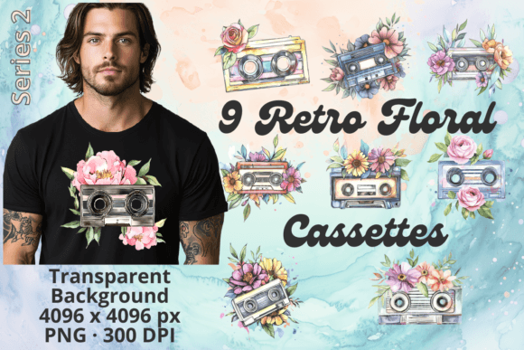 Download Watercolor Retro Cassette Floral Set 2 - Watercolor Collection