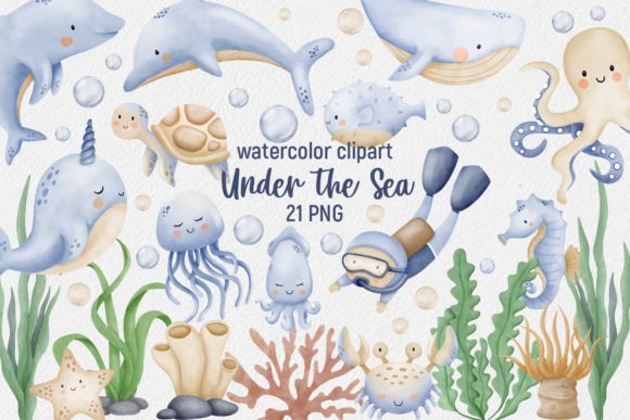 Download Watercolor Clipart Under the Sea - Watercolor Collection