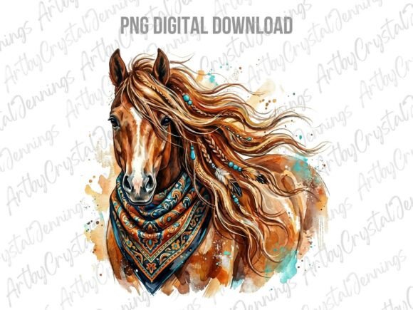 Download Watercolor Boho Western Horse PNG - Watercolor Collection