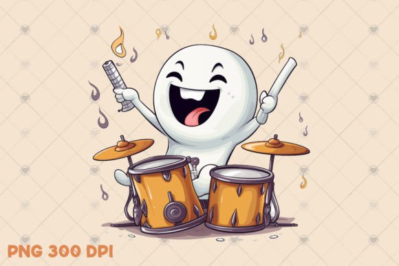Download Cute Musician Ghost Illustration PNG - Premium Bundle