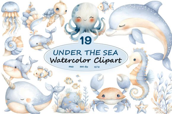 Download Under the Sea Watercolor Clipart PNG - Watercolor Collection