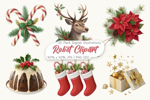 Download Watercolor Traditional Christmas Clipart - Watercolor Collection