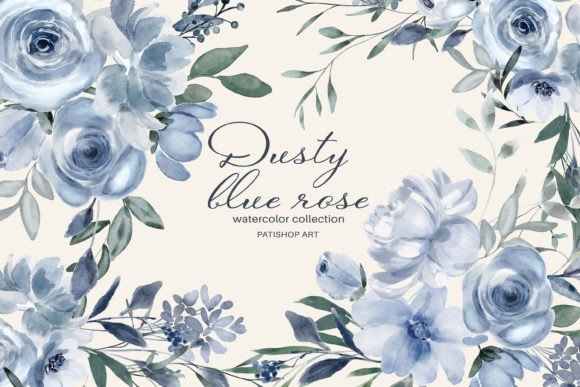 Download Watercolor Dusty Blue Floral Clipart Set - Watercolor Collection