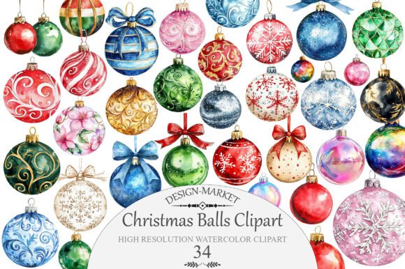 Download Watercolor Christmas Balls Clipart - Watercolor Collection
