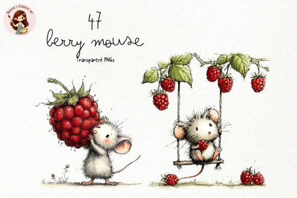 Download Cute Berry Mouse Watercolor PNG Clipart - Watercolor Collection