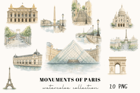 Download Paris Watercolor Clipart Bundle, Travel - Watercolor Collection