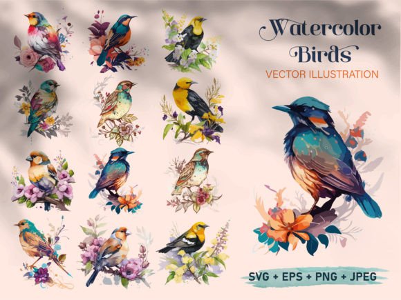 Download Watercolor Bird &amp; Sparrow Painting Set - Watercolor Collection