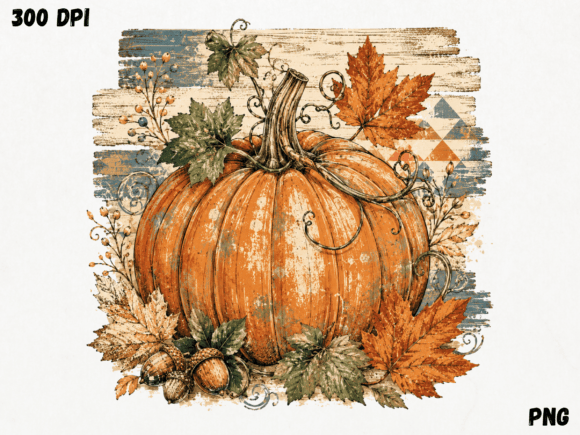 Download Vintage Rustic Pumpkin Watercolor PNG, a - Watercolor Collection