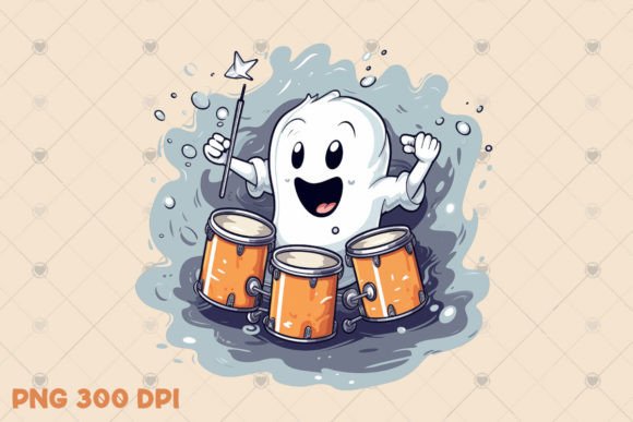 Download Cute Musician Ghost Illustration PNG - Premium Bundle