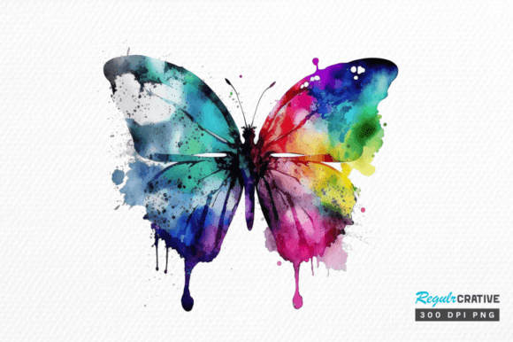 Download Watercolor Rainbow Butterflie Clipart - Watercolor Collection