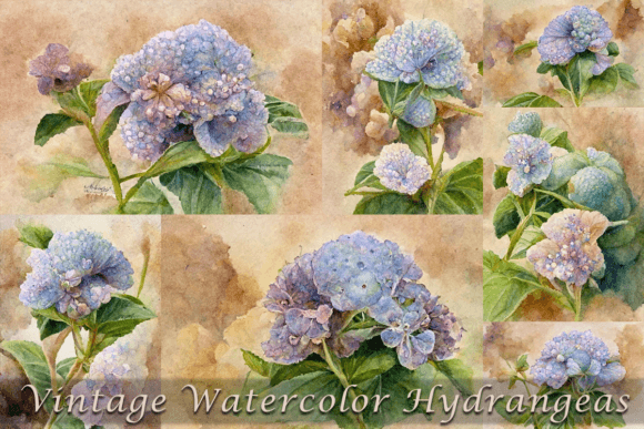 Download Vintage Watercolor Hydrangea Flower - Watercolor Collection